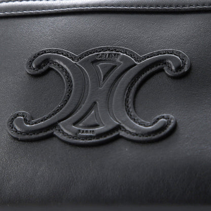 Celine Cuir Triomphe Zip Around Chain Clutch Leather