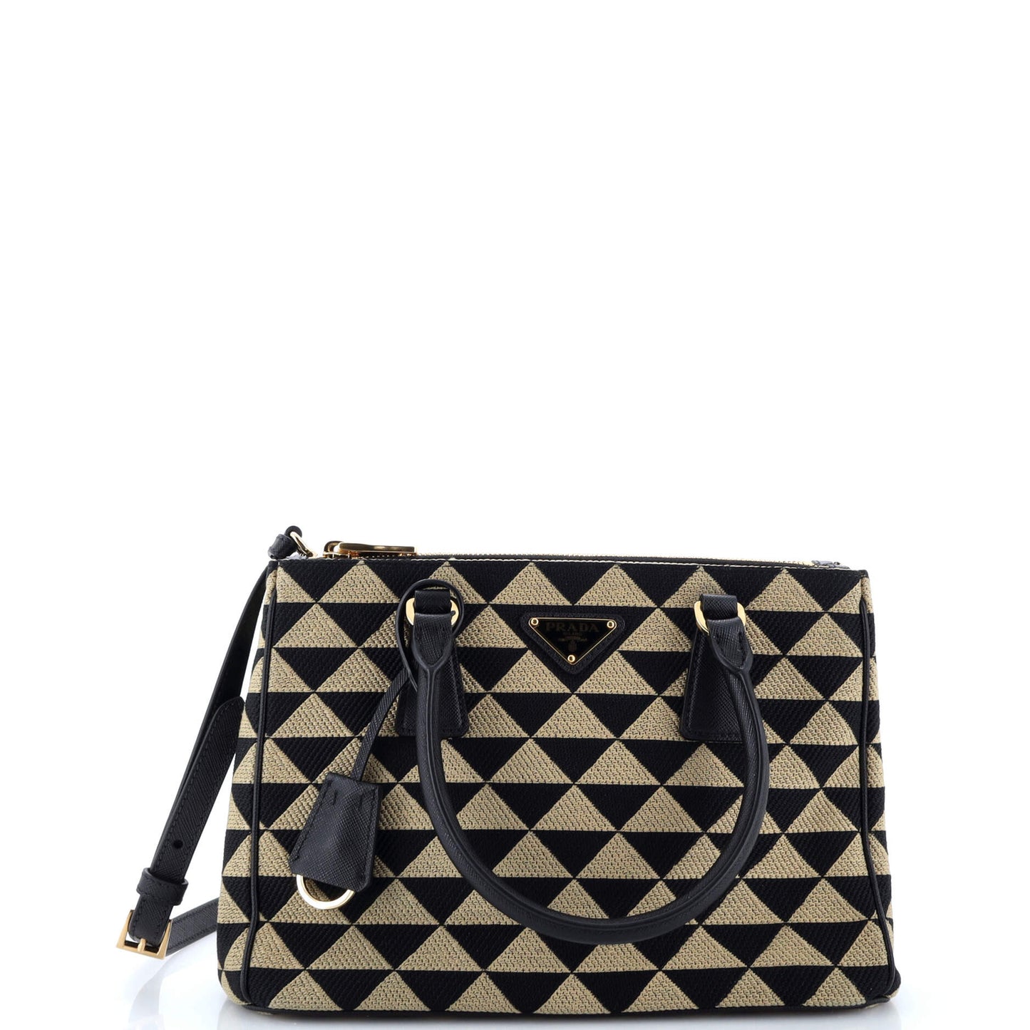 Prada Symbole Galleria Double Zip Tote Jacquard Small