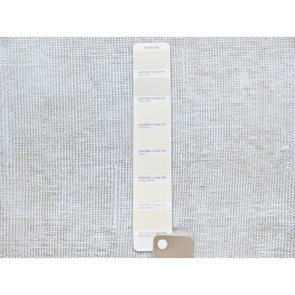 2'1"X5'10" Papyrus White Hand Knotted Wool White Wash Old Tebraz Runner Rug