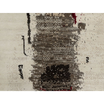 2'4"X4'7" White Lori Buft Gabbeh 100% Wool Hand Knotted Short Runner Rug