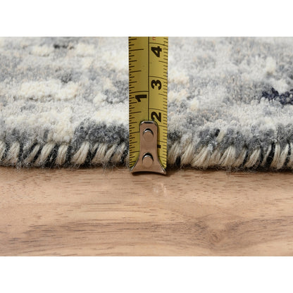 8'1"X8'1" Wool And Silk Ivory Abstract Design Hand Knotted Square Rug