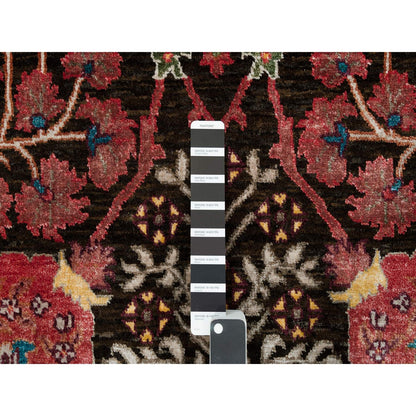 9'1"X12' Black Wool And Silk Hand Knotted Tebraz Vase Fine Oriental Rug