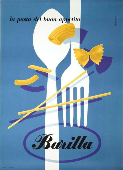 Barilla Pasta Erberto Carboni 1952 Vintage Italian Food Poster 1St Printing