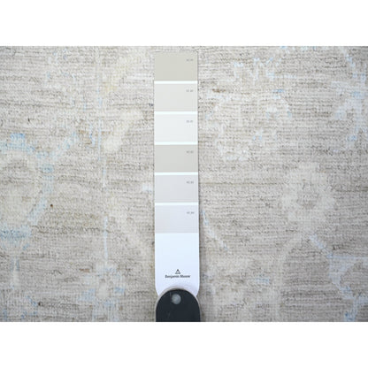 8'9"X11'10" Gray White Wash Peshawar Wool Hand Knotted Oriental Rug