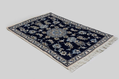 Handmade Traditional Navy Thick Pile Rug Small
