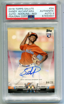 Sandy Alcantara 2018 Topps Salute Marlins #Sa /25 (Psa) Auth/Auto 9 Card