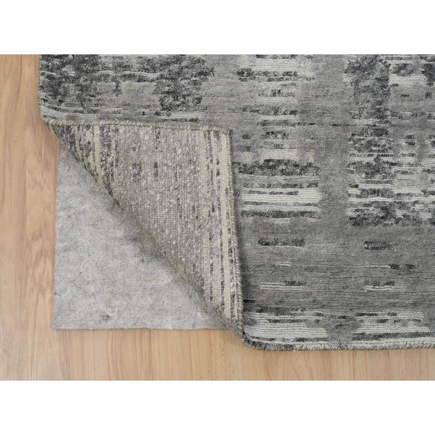 2'6"X25'9" Gray Hand Knotted Modern Design Natural Wool Xl Runner Rug