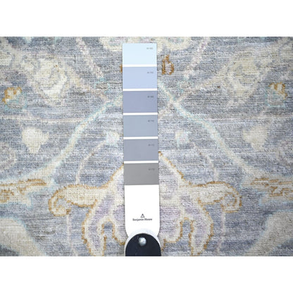2'7"X9'6" Aegean Blue Finer Peshawar Wool Hand Knotted Runner Rug
