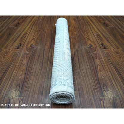 3'1"X4'10" Ivory Natural Dyes Milk Wash Peshawar Wool Hand Knotted Rug