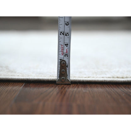 2'7"X9'8" White Hand Knotted Angora Oushak Leaf Design Wool Runner Rug