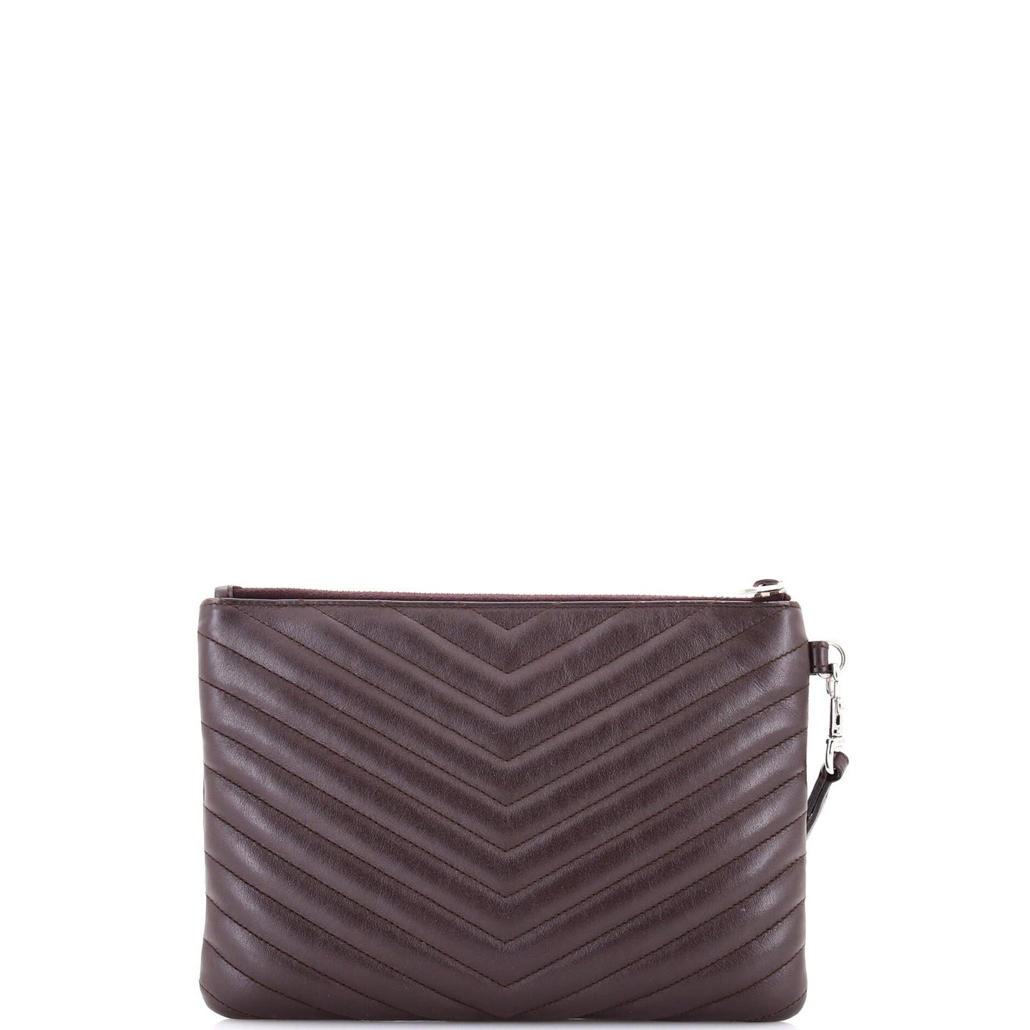 Saint Laurent Classic Monogram Wristlet Pouch Matelasse Chevron Leather Small