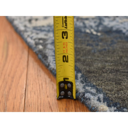 8'1"X8'1" Blue Galaxy Design Wool And Silk Hand Knotted Round Rug