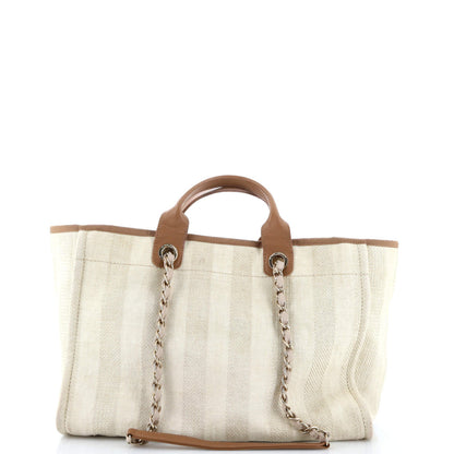 Chanel Deauville Tote Striped Mixed Fibers Medium
