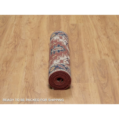 Runner 2'7"x8'2" Red Antiqued Fine Heris Re-Creation Rug Hand Knotted Wool