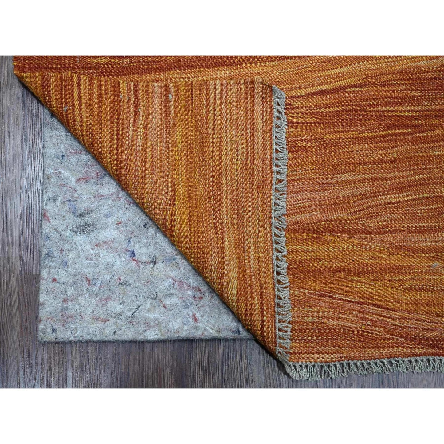 9'X12' Amber Orange Solid Design Hand Woven Afghan Hand Spun Wool Rug