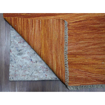 9'X12' Amber Orange Solid Design Hand Woven Afghan Hand Spun Wool Rug