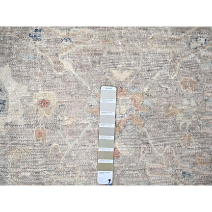 9'X11'9" Gray Antiqued Tebraz Design Zero Pile 100% Wool Hand Knotted Rug