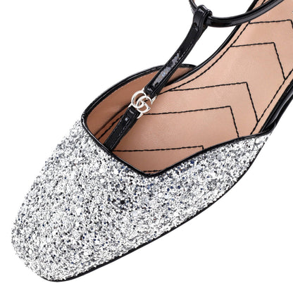 Gucci Women'S Gg Slingback Flats Glitter And Patent
