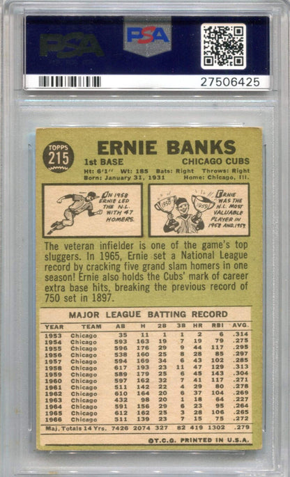 Ernie Banks 1967 Topps #215 Psa Ex 5 Card