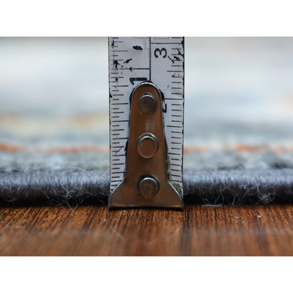 2'9"X9'9" Dark Gray Angora Oushak Wool Hand Knotted Runner Oriental Rug