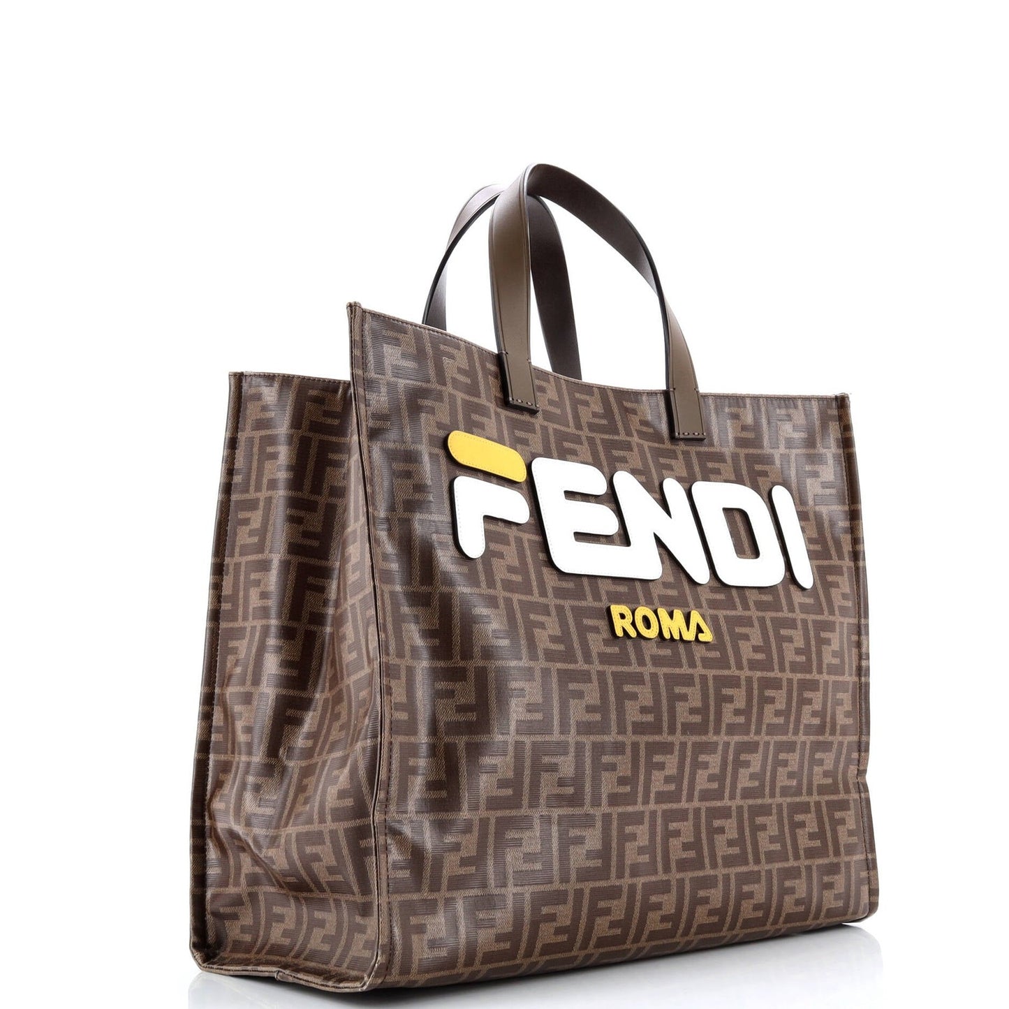 Fendi Mania Logo Shopper Tote Zucca Coated Canvas Large