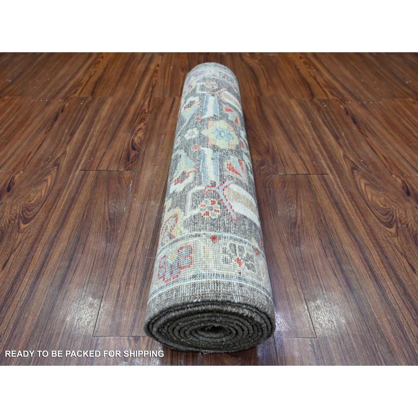 2'8"X11'10" Jet Gray Hand Knotted Pure Wool Fine Peshawar Runner Rug