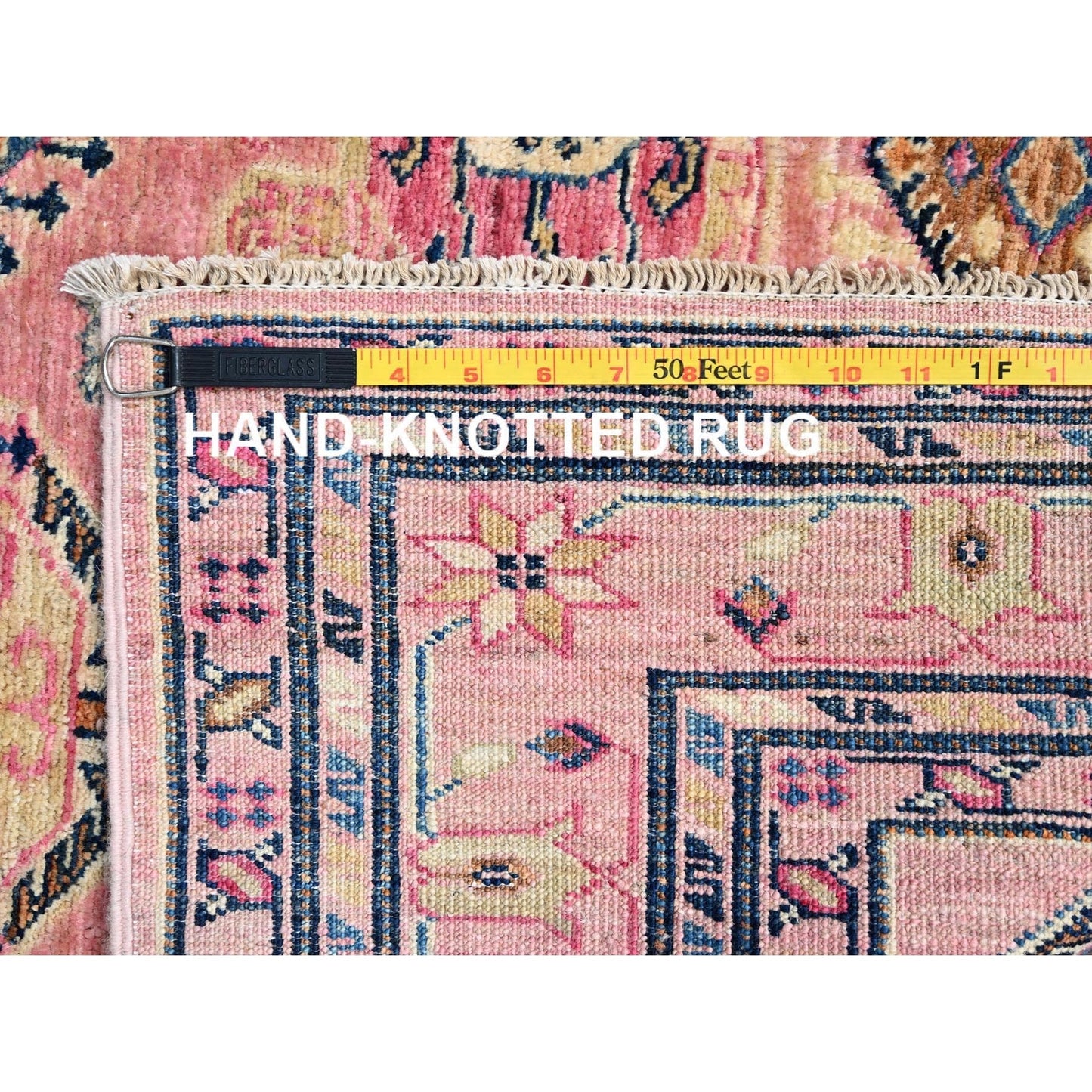 4'X6' Pink Salt Organic Wool Hand Knotted Afghan Super Kazak Rug