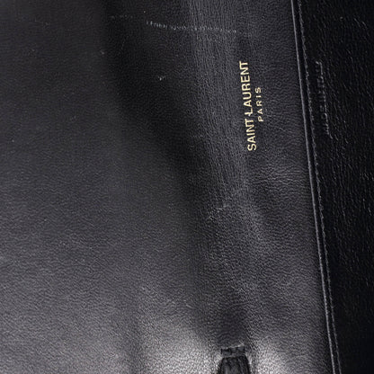 Saint Laurent Uptown Chain Wallet Crocodile Embossed Leather