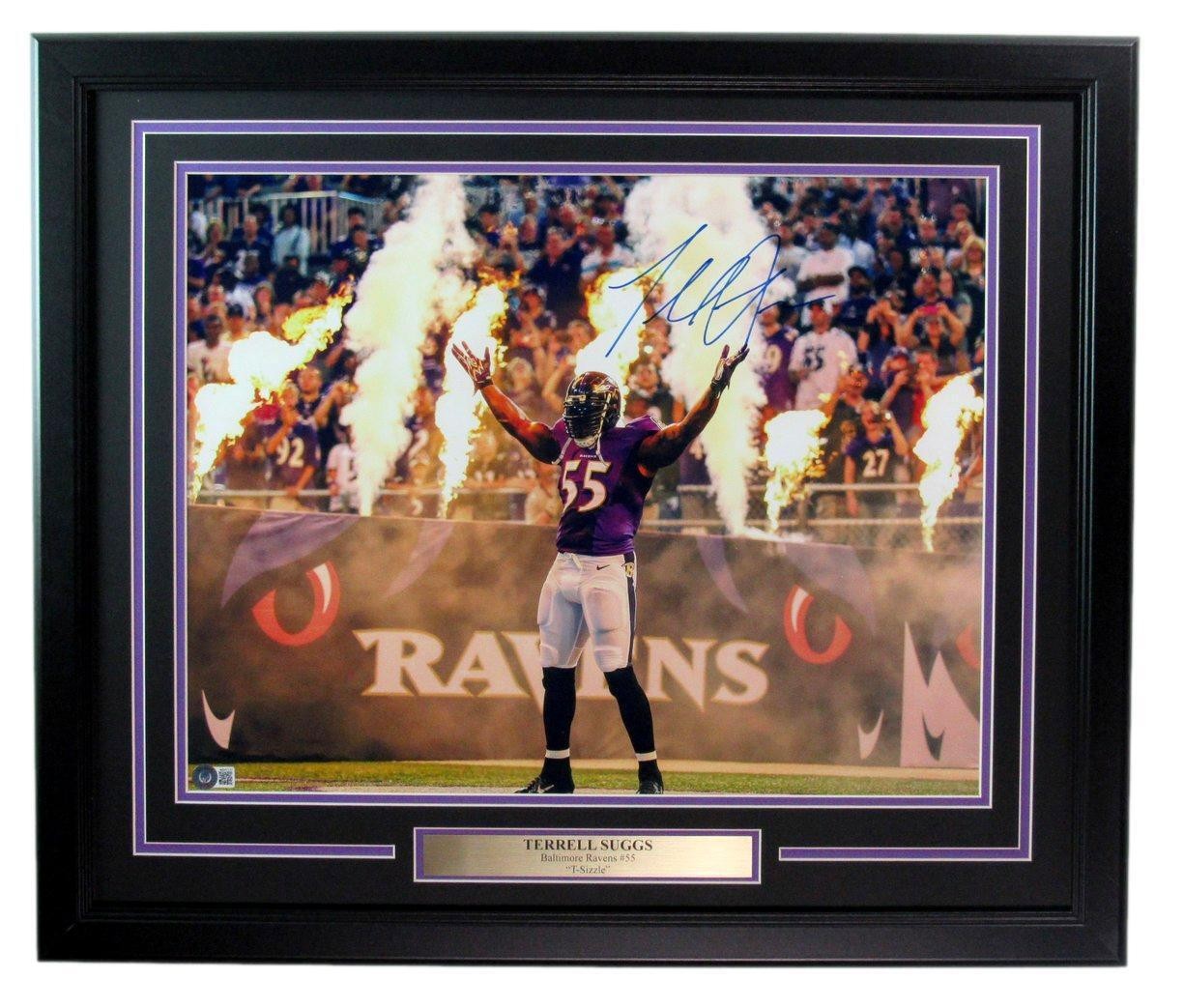 Terrell Suggs Autographed 16X20 Photo Ravens Framed Beckett 179402