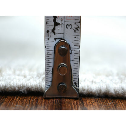 4'1"X5'9" Ivory White Wash Peshawar Soft Wool Hand Knotted Rug