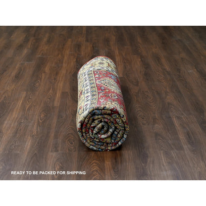 9'X12' Red Hand Knotted Pure Wool Karajeh Design Oriental Rug