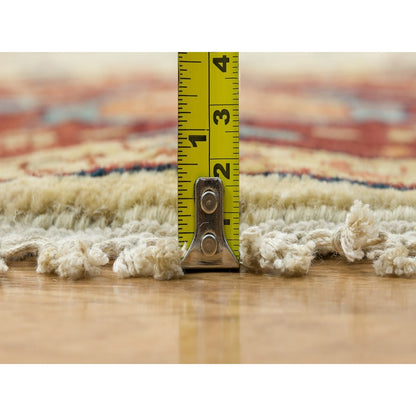 10'X10' Ivory Heris Re-Creation Hand Knotted Wool Round Oriental Rug