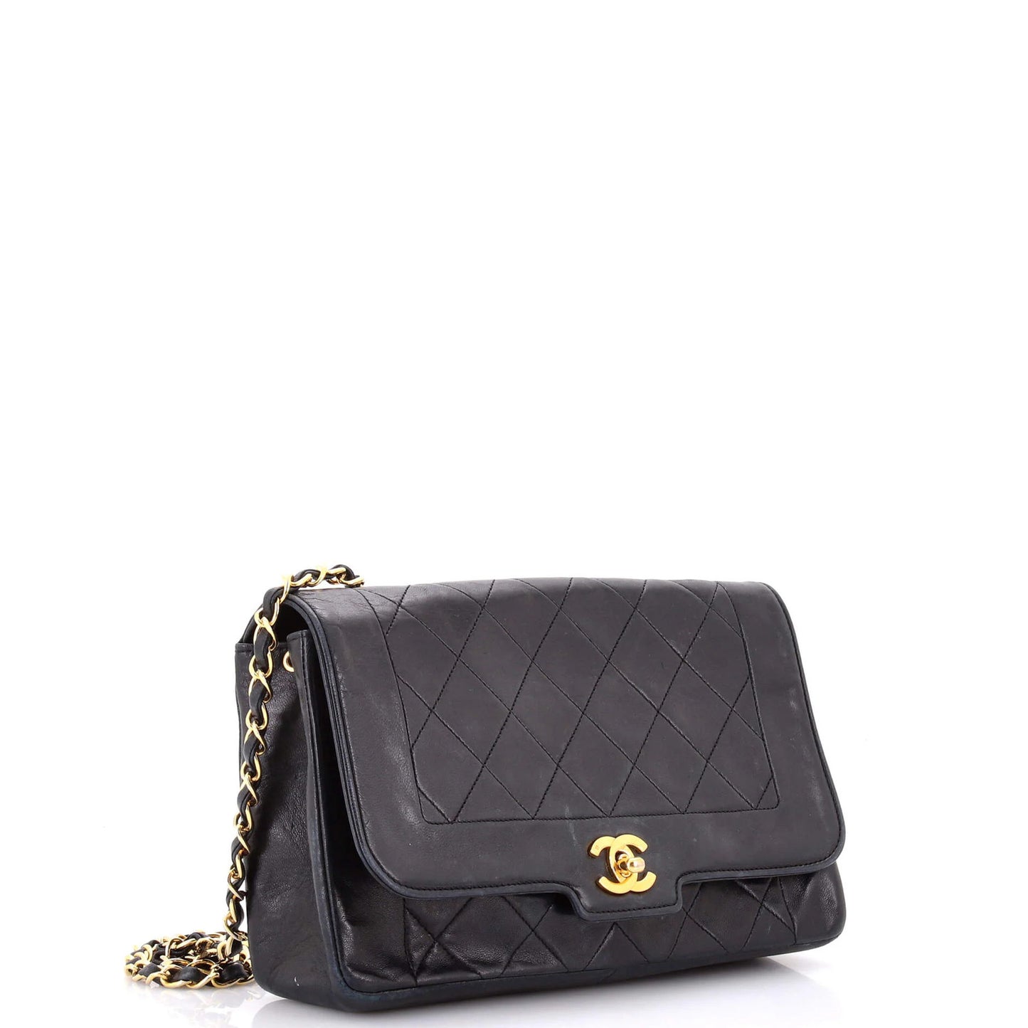 Chanel Vintage Cc Chain Flap Bag Quilted Lambskin Medium