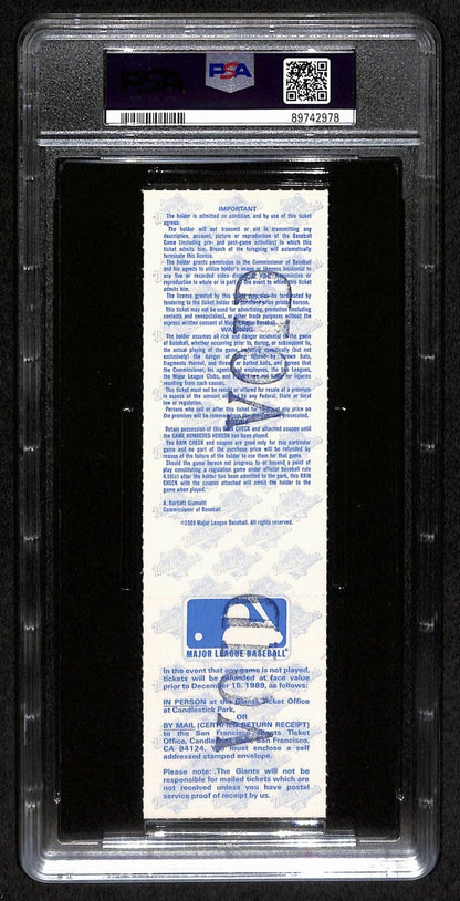 1989 World Series Game 4 Full Ticket  A'S Vs. Giants Psa/Dna Nm-Mt 8 193187