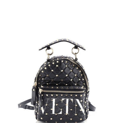 Valentino Garavani Vltn Rockstud Spike Backpack Quilted Printed Leather Mini