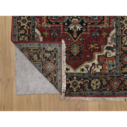 2'8"X10' Ruby Red Hand Knotted Wool Rug Runner Antiqued Fine Heris Revival