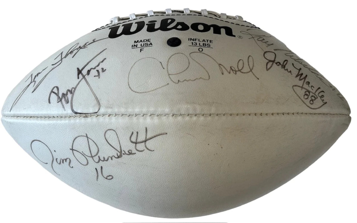 Ronnie Lott Ray Nitschke Chuck Noll Signed Wilson Football NFL Legends