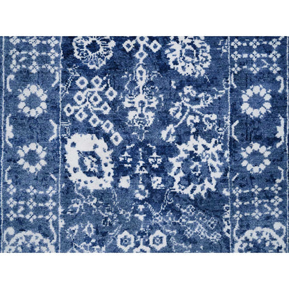 2'6"X23'10" Wool And Silk Blue Tebraz Hand Knotted Xl Runner Rug