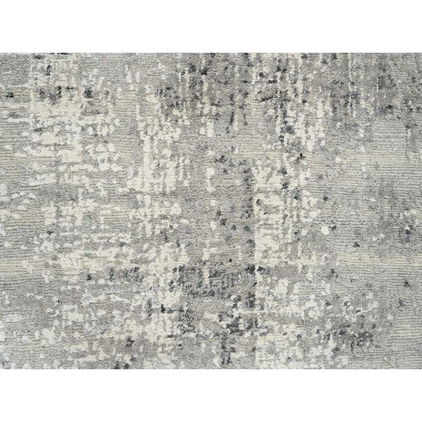 2'7"X6' Light Gray Natural Wool Hand Knotted Modern Design Runner Rug