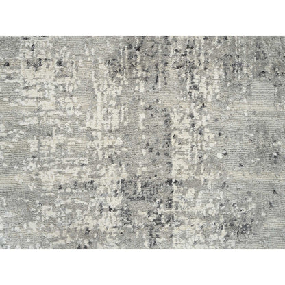 2'7"X6' Light Gray Natural Wool Hand Knotted Modern Design Runner Rug