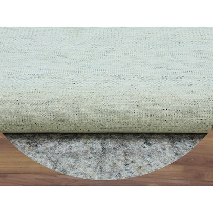8'X8' Earl Gray Hand Knotted 100% Undyed Wool Grass Design Round Rug