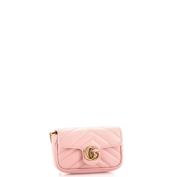Gucci Gg Marmont Coin Purse On Chain Matelasse Leather
