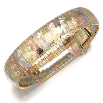3Color Carving Bangle Bracelet 23G 14K 585 Yellow Gold/Wg/Rg
