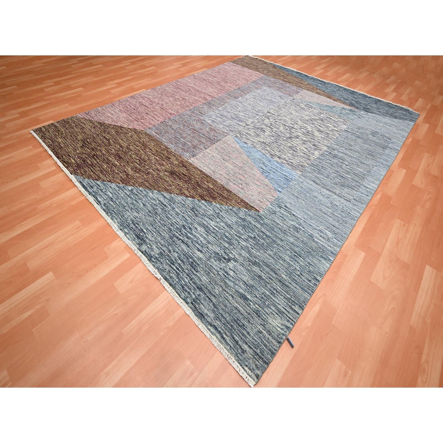 8'X10' Gray Bauhaus And Mid Century Inspired Hand Knotted Modern Wool Rug