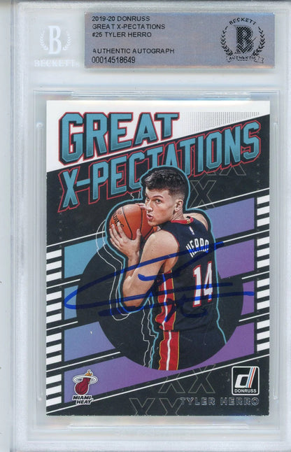 Tyler Herro Autographed 2019-20 Panini Donruss Great X-Pectations Rookie Card #2