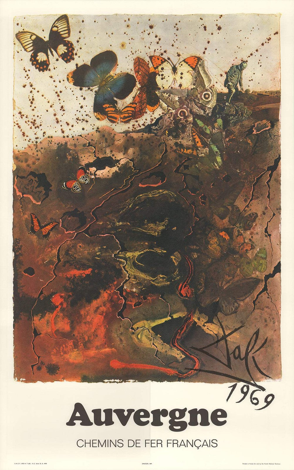 Surrealism Poster Salvador Dal Salvador Brown 1970 Auvergne 39" x 24.75