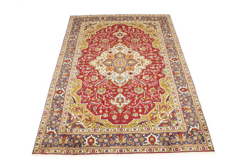 Hand-Knotted Vintage Oriental Rug Red Traditional