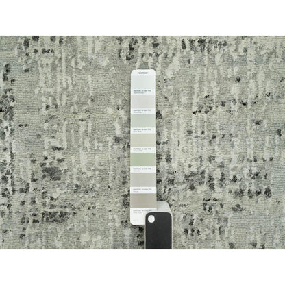 2'6"X26' Owl Gray Hand Knotted Cut And Loop Pile Modern Xl Runner Rug