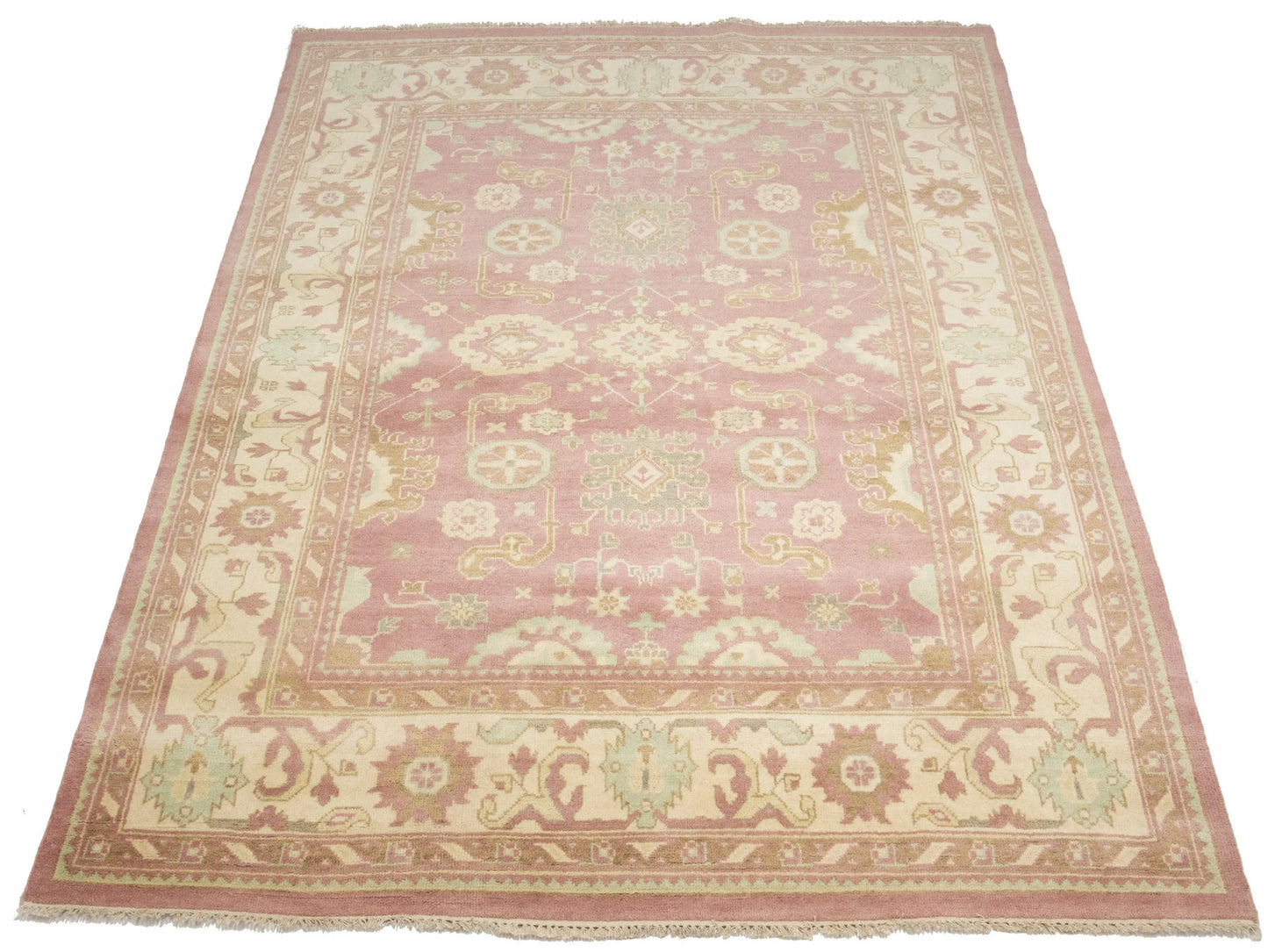 Hand-Knotted Oushak Chobi Oriental Rug Floral Muted Dcor Carpet 9X12 ft