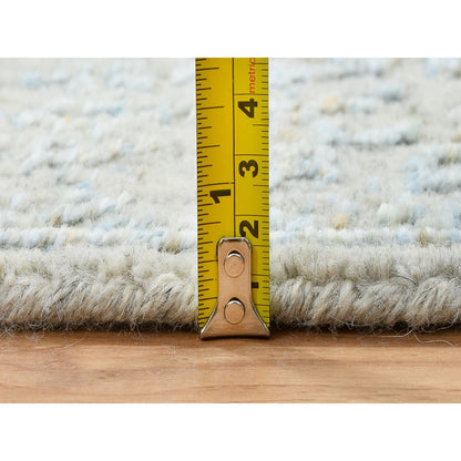 2'6"X12' Gray Wool And Silk Jacquard Hand Loomed Tebraz Runner Rug